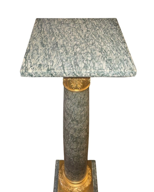 19th Century French Gilt Bronze-Mounted Pedestal with Rare Green Marble.