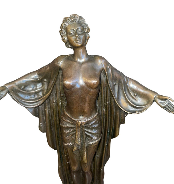 D.H. Chiparus Style Art Deco Bronze Female Figure on Marble Base, France, 1920's