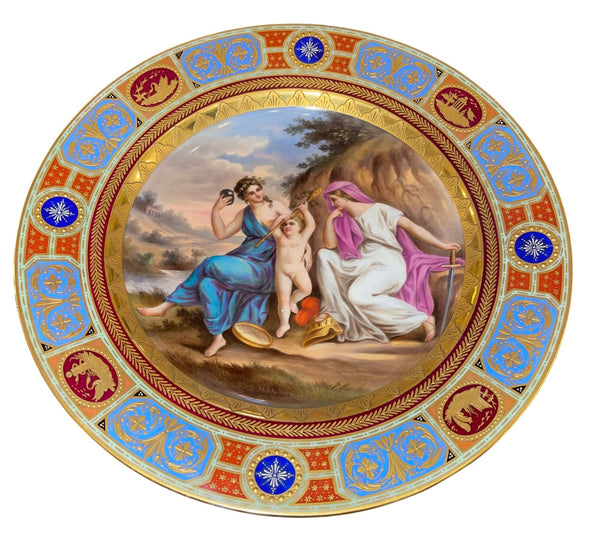 Pair of 19th Century Royal Vienna Hand-Painted Porcelain Plates