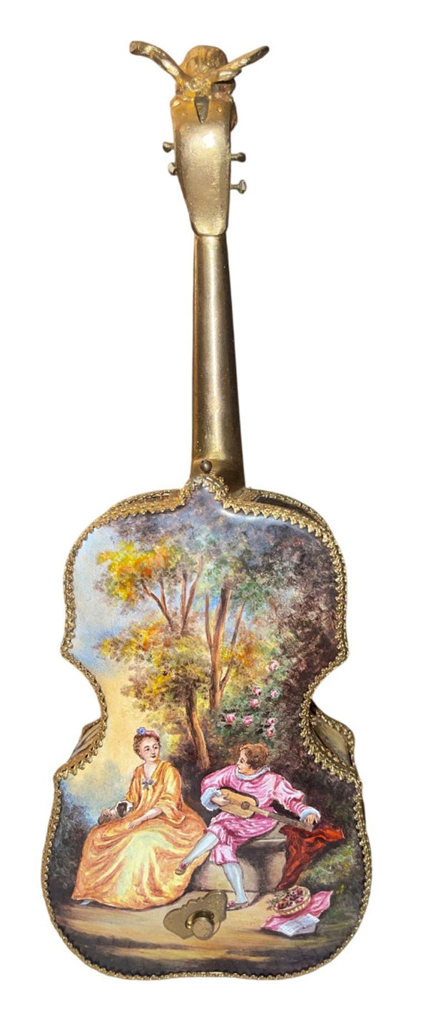 Rare 19th Century Austrian Enameled Violin Music Box