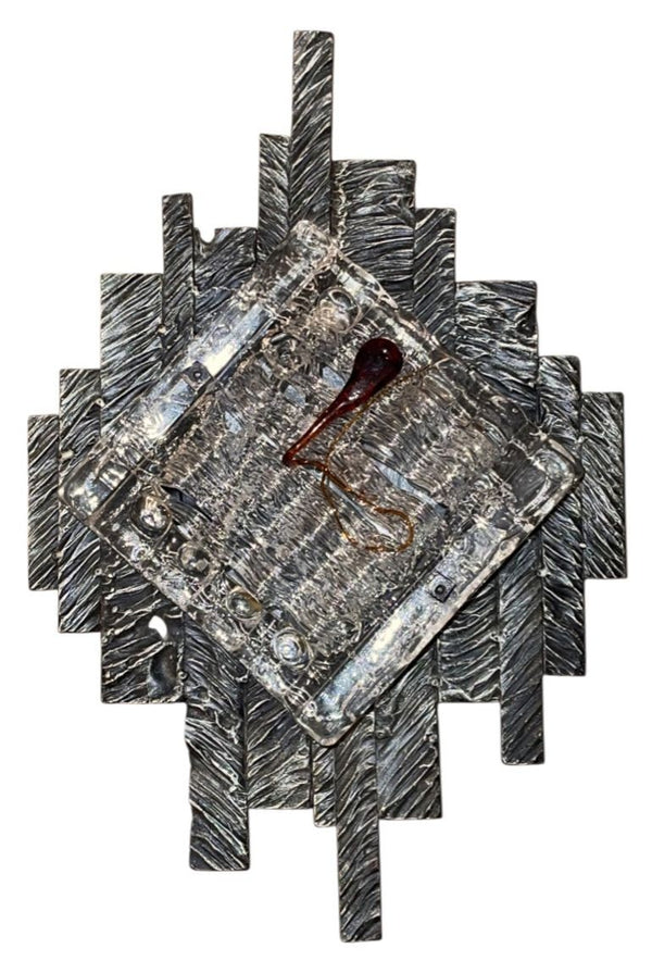 Pair Italian Brutalist Glass Sconces by Albano Poli for Poliarte Italy, 1970's.