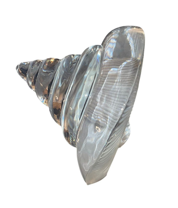 Late 20th Century Baccarat Crystal Nautilus Shell Sculpture, France.