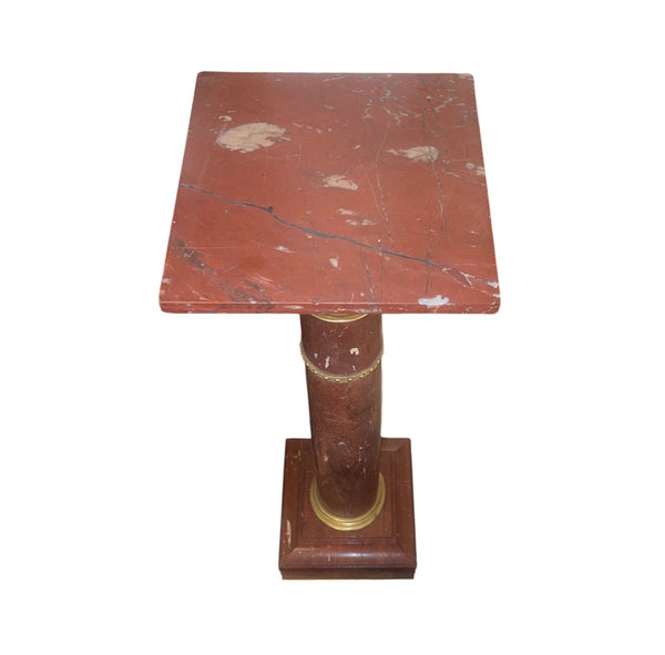 19th Century French Rouge Griotte Marble & Ormolu Pedestal Column