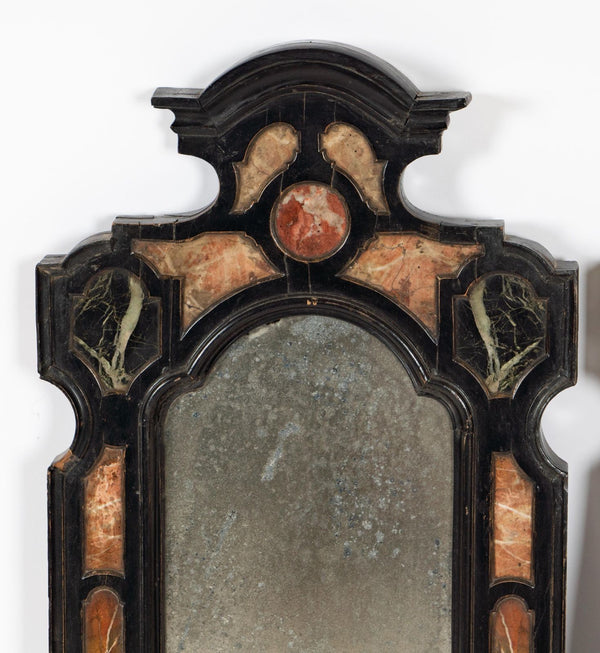 Pair of Italian Late 19th Century Marble Inset Mirrors