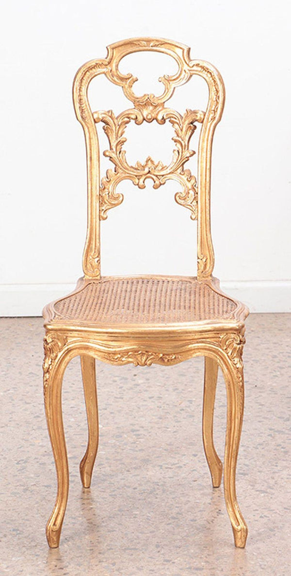 French Pair of Carved Giltwood Side Chairs, c. 1910's