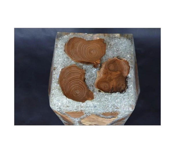 Striking Geometric Resin and Wood Stool. U.S.A. 1980's.