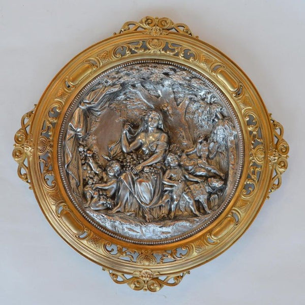 Pair of Italian Deep Relief Figural Metal Wall Plaques, Late 19th Century.
