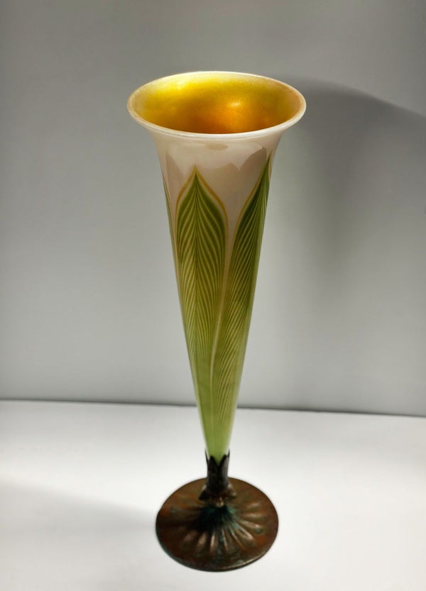 Early 20th Century L.C. Tiffany Studios Feathered Favrile Glass Vase.