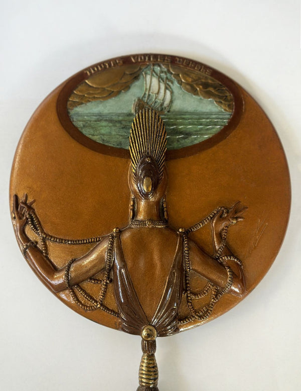 "All Sails Up" Limited Edition Bronze Hand Mirror by Erté, 1985