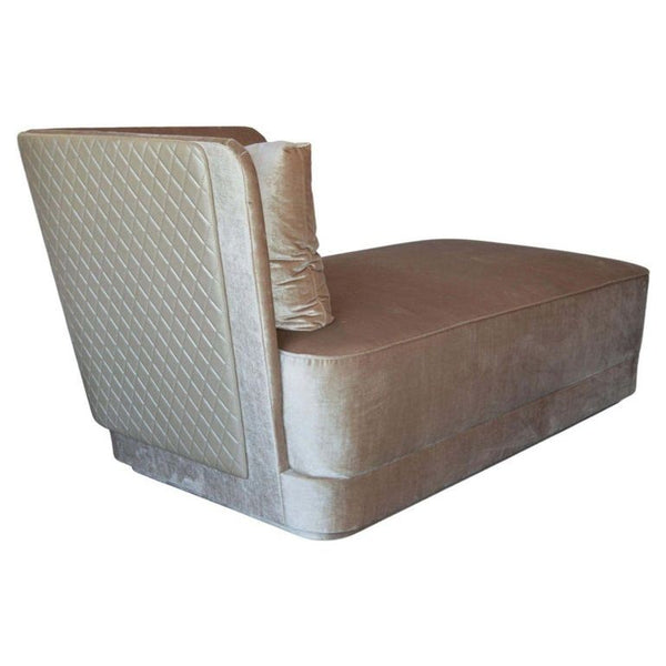 Newly Upholstered Champagne Silk Velvet Chaise Lounge