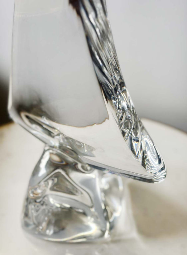 Vintage Sailboat Crystal Sculpture by Daum, France