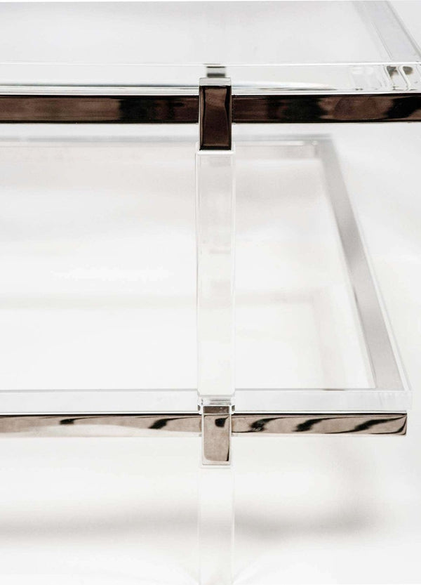 Sleek Vintage Lucite & Chrome Two-Tier Coffee Table by Charles Hollis Jones