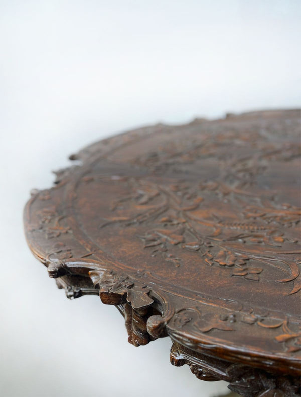 French 19th Century Carved Walnut Center Table