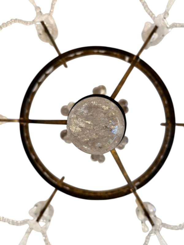 Gold Leaf Wrought Iron Rock Crystal & Citrine Fruit Chandelier Italy Mid-20th C.