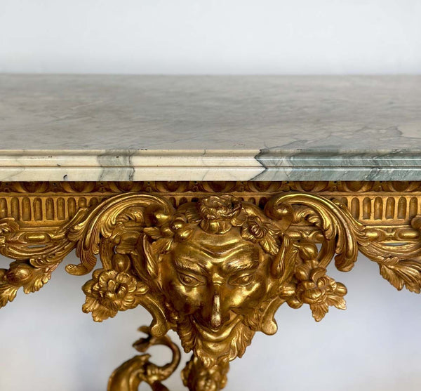 Late 19th Century English Giltwood Console Table w/Marble Top