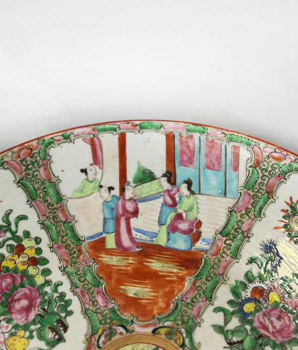 Early 19th Century Chinese Export Rose Canton Hand-Painted Charger Plate (16”)
