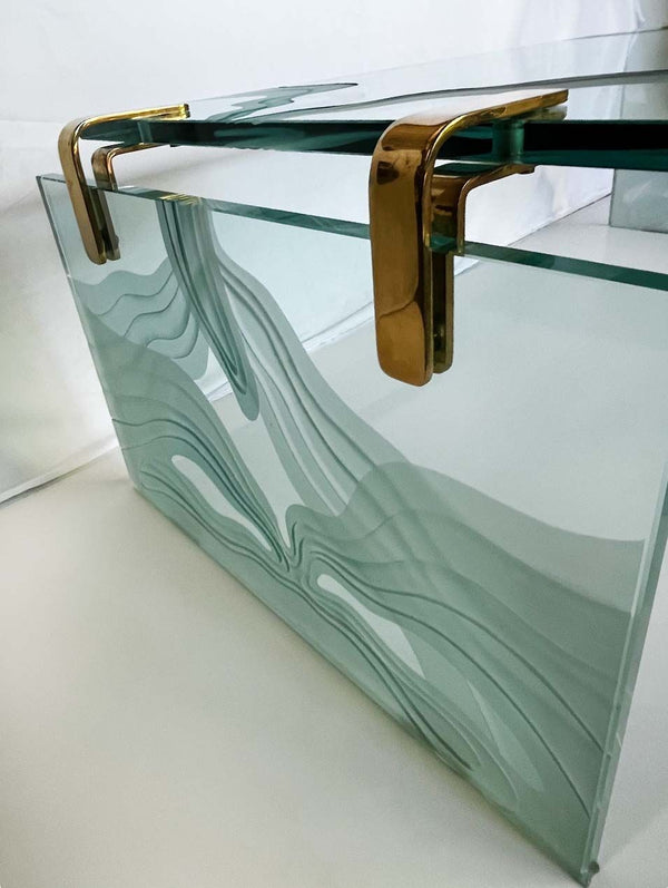 Vintage Italian Glass Coffee Table in the Style of Fontana Arte, c. 1960's