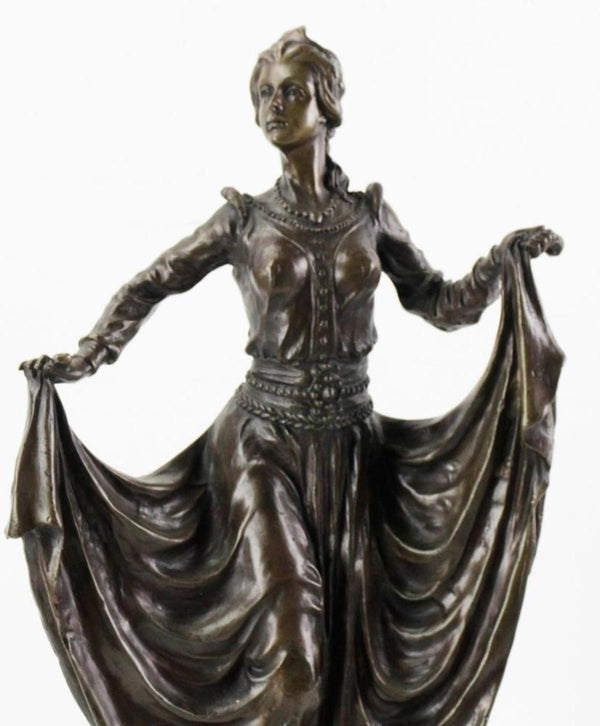 Bronze Art Deco Sculpture of a Dancer on Marble Base