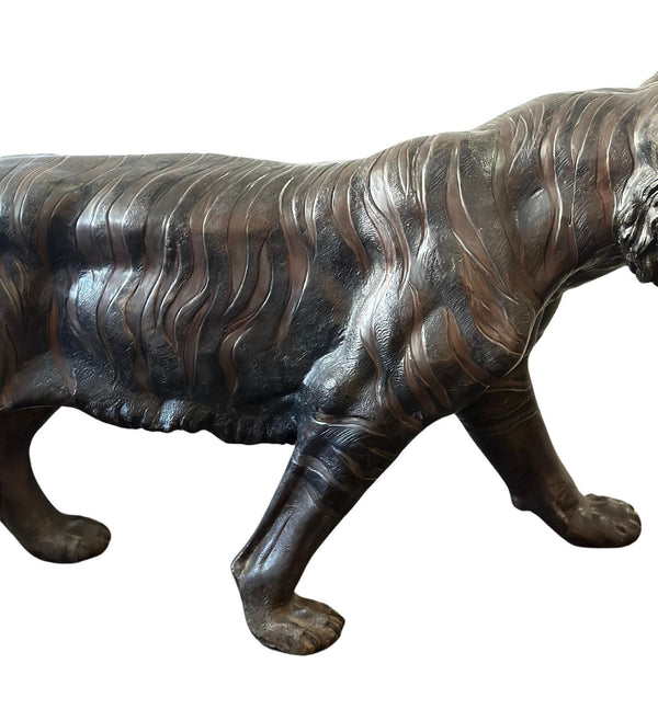 Life-Size Bronze Sculpture of a Walking Bengal Tiger by G. Van de Voorde