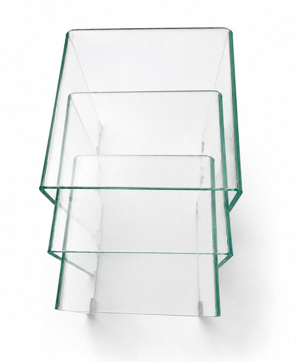 Pair of Italian Waterfall Glass Nesting Tables, 20th Century