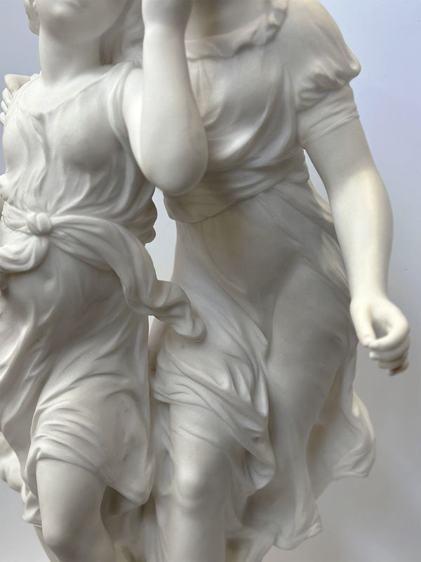 Late 19th Century Marble Sculpture of Two Girls by Hippolyte Moreau