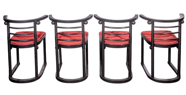 Set of Four Josef Hoffmann Fledermaus Style Chairs. Austria, 20th Century.
