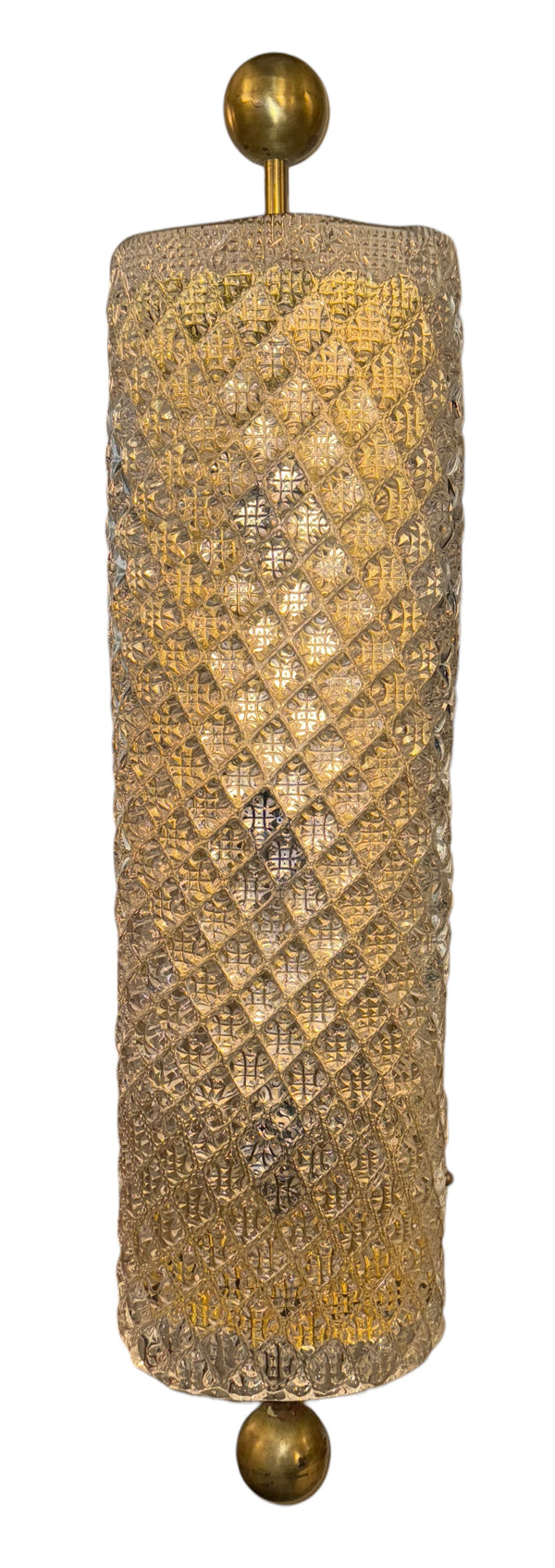 Vintage Single Murano Glass & Brass Wall Sconce. Italy, 1970's.