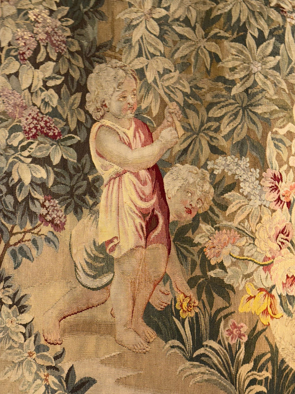 18th Century French “Spring” from Les Enfants Jardiniers Tapestry