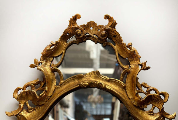 Pair of Late 19th Century Italian Rococo Giltwood Mirrors