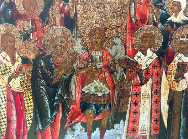 Large Early 18th Century Russian Icon of Veneration of St. Michael