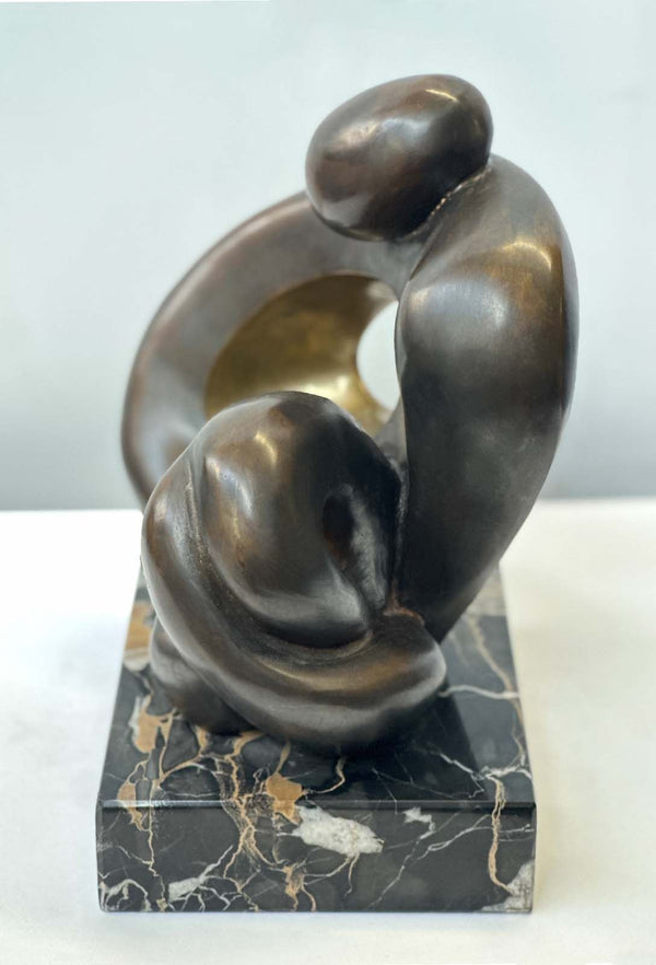 Abstract Bronze Sculpture on Marble Base by Jean Jacques Porret, 1985