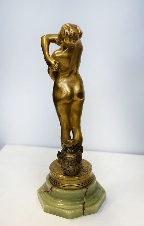 "Bathsheba at her Bath" Bronze Sculpture on Onyx Base by Jean-Léon Gérôme