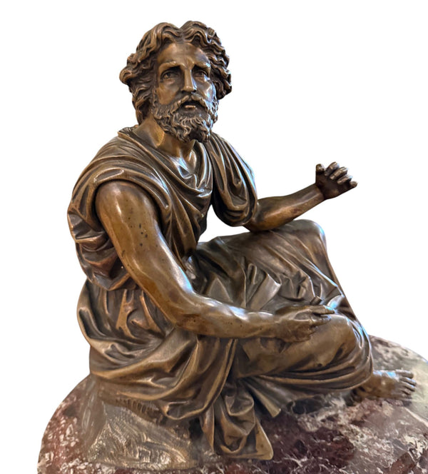 19th Century French Bronze Figure of Ancient Greek Philosopher Zeno of Elea.