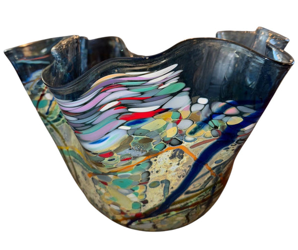 John Gerletti Signed Art Glass Centerpiece Vase, 1997, U.S.A.
