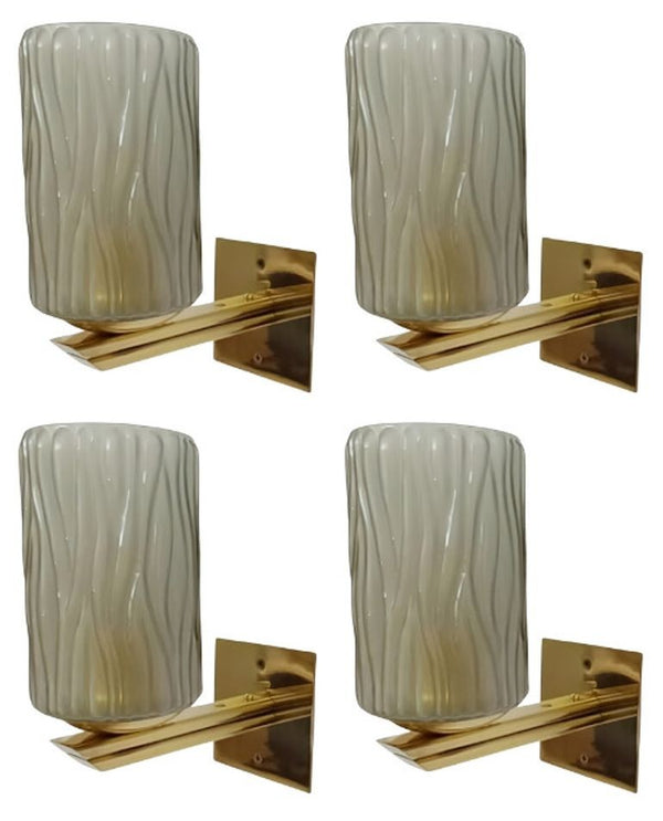 Set of Eight Smoky Textured Murano Sconces by Barovier e Toso. Italy, 1950's.