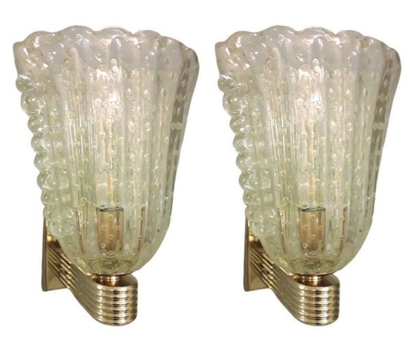 Set of Six Gold Bollicine Murano Sconces by Barovier e Toso. Italy, 1950's.
