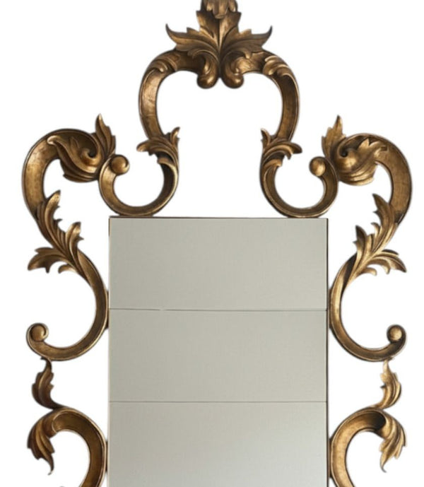 Large Rococo-Style Mirror w/ Gold Frame & Antiqued Mirror. USA, 21st Century