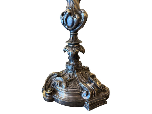 Pair of 19th Century French Silver-Plated Bronze Candelabras