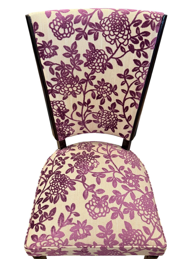 Set of Six Italian Mid-Century Dining Chairs with Floral Pattern Upholstery