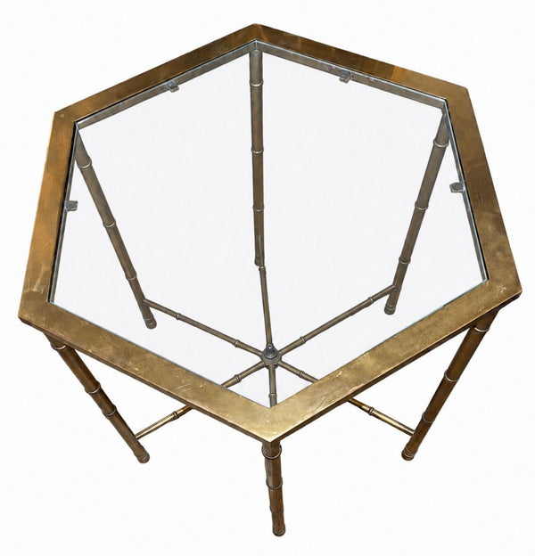 Pair of Mastercraft Brass Bamboo Form Side Tables. U.S.A. 1970's.
