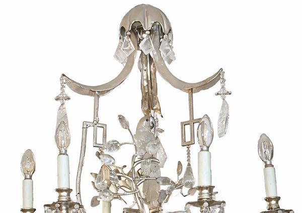 20th Century French Rock Crystal Chandelier with Parrot Motif