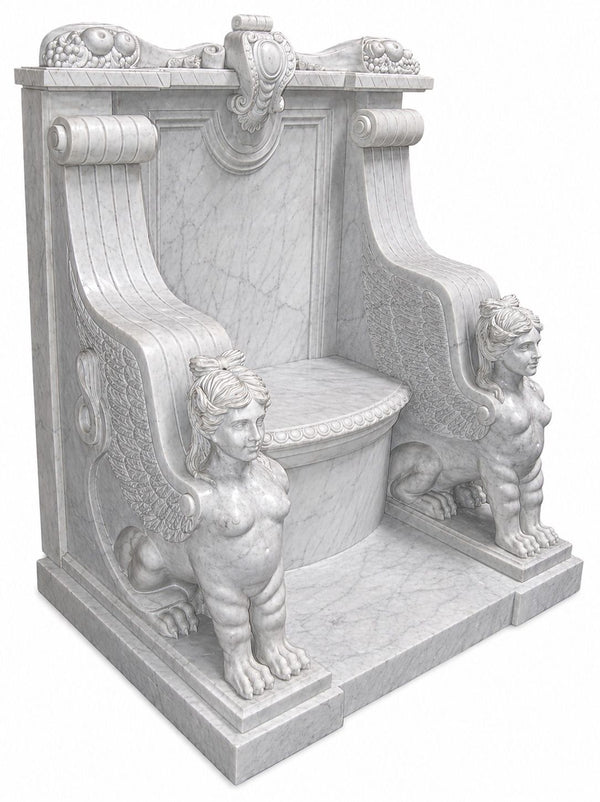 Late 19th Century Pair of Monumental Italian Marble Throne Chairs