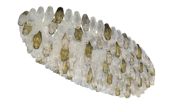 Grey & Crystal Murano Glass Poliedri Chandelier by Alberto Donà. Italy, 1980's.