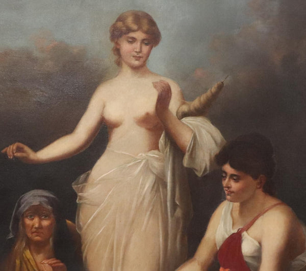 19th-Century Oil on Canvas, The Three Fates, After P. Thumann, Germany.