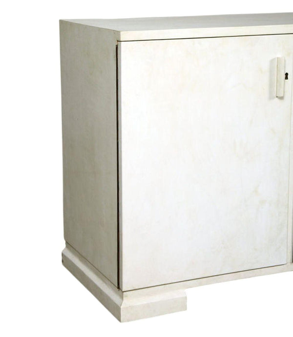 Parchment-Covered Four-Door Sideboard in the Manner of Samuel Marx. U.S.A. 1940s