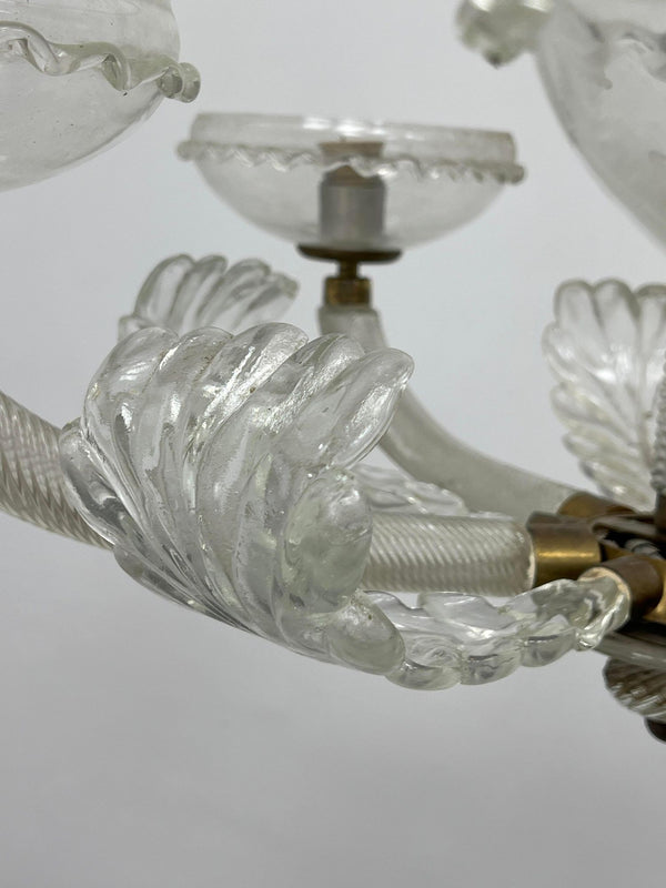 Mid-20th Century Venetian Murano Barovier-Style 5-Arm Art Glass Chandelier