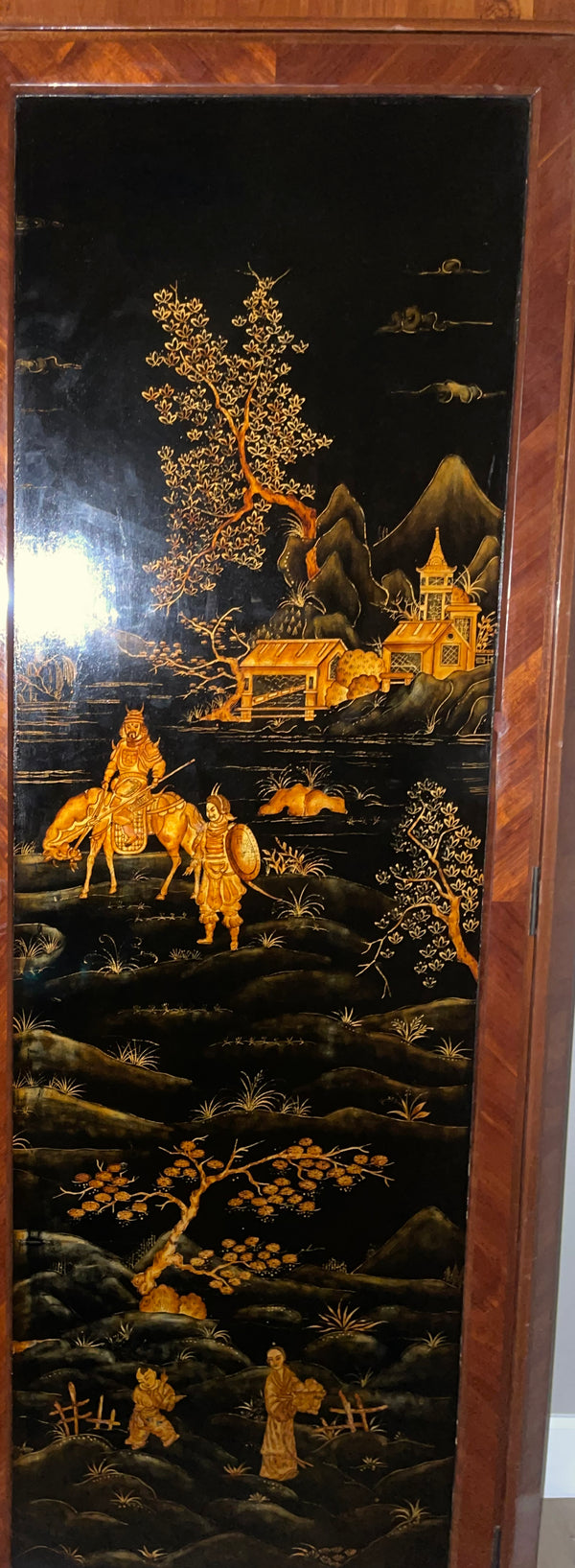 Mid-20th Century Two-Door Chinoiserie Decorated Armoire. France, 1940's.