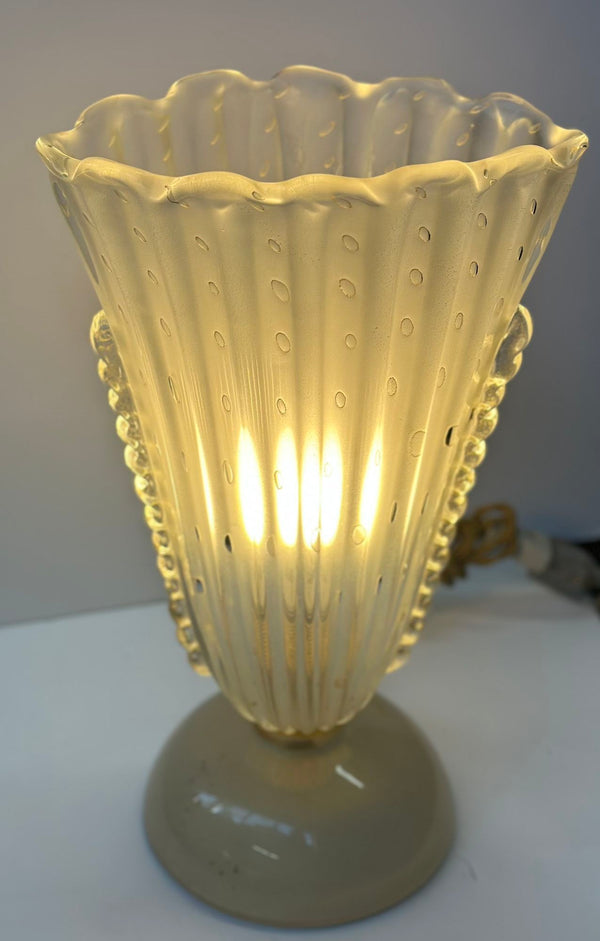 Vintage Italian Murano Table Lamp with Gold Flecks, c. 1970's