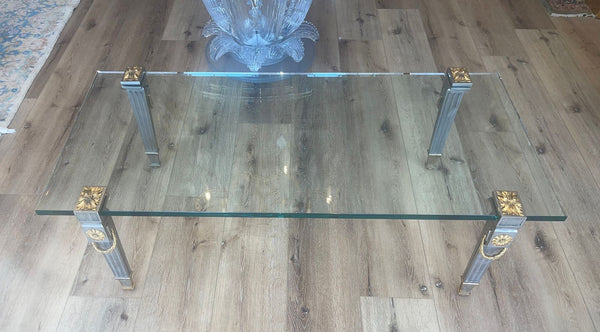 P.E. Guerin Louis XVI Style Bronze Garland Coffee Table. U.S.A Late 20th Century