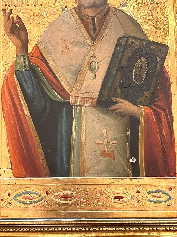 19th Century Russian Orthodox Icon of Saint Nicholas the Wonderworker